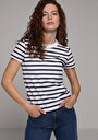 thumb-Afficher les détails de T-shirt À Manches Courtes Marine Slim Fit Rayé Femme