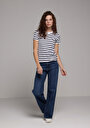 thumb-Afficher les détails de T-shirt À Manches Courtes Marine Slim Fit Rayé Femme
