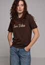 thumb-Afficher les détails de T-shirt À Manches Courtes Marron Regular Fit Imprimé Femme