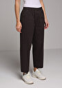thumb-Afficher les détails de Pantalon Anthracite Wide Leg High Rise En Sergé Regular Fit Femme