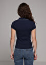 thumb-Afficher les détails de Chemise Polo À Manches Courtes Marine Droit Slim Fit Femme