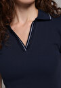 thumb-Afficher les détails de Chemise Polo À Manches Courtes Marine Droit Slim Fit Femme