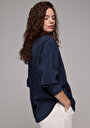 thumb-Afficher les détails de Chemise À Manches Longues Marine Boyfriend Droit Uni Femme
