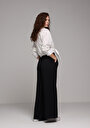 thumb-Afficher les détails de Pantalon Noir Wide Leg High Rise En Ratière Regular Fit Femme