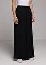 thumb-Afficher les détails de Pantalon Noir Wide Leg High Rise En Ratière Regular Fit Femme