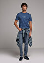 thumb-Afficher les détails de T-shirt À Manches Courtes Bleu Regular Fit Droit Homme