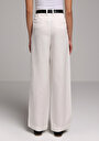 thumb-Afficher les détails de Pantalon Blanc Wide Leg High Rise En Ratière Regular Fit Femme