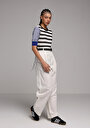 thumb-Afficher les détails de Pantalon Blanc Wide Leg High Rise En Ratière Regular Fit Femme