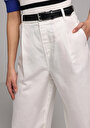 thumb-Afficher les détails de Pantalon Blanc Wide Leg High Rise En Ratière Regular Fit Femme