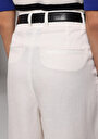 thumb-Afficher les détails de Pantalon Blanc Wide Leg High Rise En Ratière Regular Fit Femme