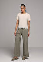 thumb-Afficher les détails de Pantalon Vert Wide Leg High Rise En Uni Regular Fit Femme
