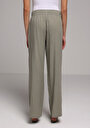 thumb-Afficher les détails de Pantalon Vert Wide Leg High Rise En Uni Regular Fit Femme