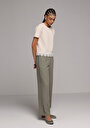 thumb-Afficher les détails de Pantalon Vert Wide Leg High Rise En Uni Regular Fit Femme