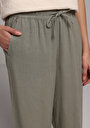 thumb-Afficher les détails de Pantalon Vert Wide Leg High Rise En Uni Regular Fit Femme