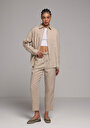 thumb-Afficher les détails de Chemise À Manches Longues Beige Boyfriend Fit Droit Uni Femme