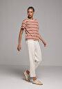 thumb-Afficher les détails de T-shirt À Manches Courtes Marron Regular Fit Rayé Femme