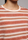 thumb-Afficher les détails de T-shirt À Manches Courtes Marron Regular Fit Rayé Femme