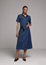 thumb-Afficher les détails de Robe  Regular Fit Manches Courtes Mdi Jean Femme