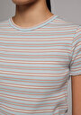 thumb-Afficher les détails de T-shirt À Manches Courtes Multicolou Slim Fit Rayé Femme