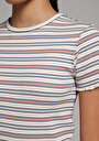 thumb-Afficher les détails de T-shirt À Manches Courtes Multicolou Slim Fit Rayé Femme