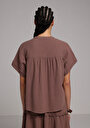 thumb-Afficher les détails de Chemise À Manches Courtes Marron Droit Fashion Fit Femme
