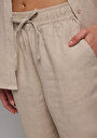 thumb-Afficher les détails de Pantalon Beige Straight Leg High Rise En Uni Regular Fit Femme