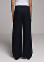 thumb-Afficher les détails de Pantalon Marine Wide Leg High Rise En Uni Regular Fit Femme