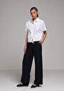 thumb-Afficher les détails de Pantalon Marine Wide Leg High Rise En Uni Regular Fit Femme