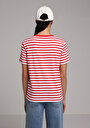 thumb-Afficher les détails de T-shirt À Manches Courtes Rouge Regular Fit Rayé Femme