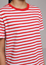 thumb-Afficher les détails de T-shirt À Manches Courtes Rouge Regular Fit Rayé Femme