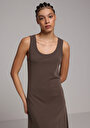 thumb-Afficher les détails de Robe Marron Regular Fit Sans Manches Maxi Verrouillage Femme