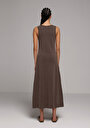 thumb-Afficher les détails de Robe Marron Regular Fit Sans Manches Maxi Verrouillage Femme