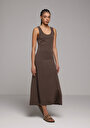 thumb-Afficher les détails de Robe Marron Regular Fit Sans Manches Maxi Verrouillage Femme