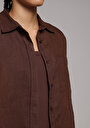 thumb-Afficher les détails de Chemise À Manches Longues Marron Boyfriend Fit Droit Uni Femme