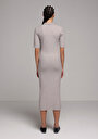 thumb-Afficher les détails de Robe Vizon Slim Fit Manches Courtes Mdi Côtelé Femme