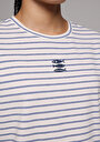 thumb-Afficher les détails de T-shirt À Manches Courtes Bleu Regular Fit Rayé Femme
