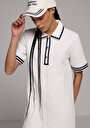 thumb-Afficher les détails de Robe Blanc Regular Fit Manches Courtes Mini Verrouillage Femme