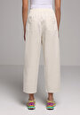 thumb-Afficher les détails de Pantalon Ecru Wide Leg High Rise En Sergé Regular Fit Femme