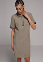 thumb-Afficher les détails de Robe Vert Regular Fit Manches Courtes Mini Verrouillage Femme