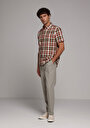 thumb-Afficher les détails de Chemise À Manches Courtes Vert Plaid Regular Fit Homme