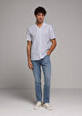 thumb-Afficher les détails de Chemise À Manches Courtes Bleu Rayé Regular Fit Homme