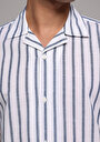 thumb-Afficher les détails de Chemise À Manches Courtes Bleu Rayé Regular Fit Homme