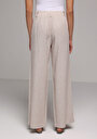 thumb-Afficher les détails de Pantalon Beige Wide Leg Low Rise En Uni Regular Fit Femme