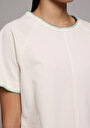 thumb-Afficher les détails de T-shirt À Manches Courtes Ecru Regular Fit Brodé Femme