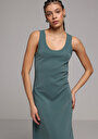 thumb-Afficher les détails de Robe Vert Regular Fit Sans Manches Maxi Verrouillage Femme