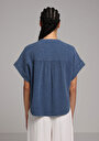thumb-Afficher les détails de Chemise À Manches Courtes Bleu Droit Fashion Fit Femme