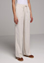 thumb-Afficher les détails de Pantalon Beige Wide Leg High Rise En Uni Regular Fit Femme