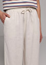 thumb-Afficher les détails de Pantalon Beige Wide Leg High Rise En Uni Regular Fit Femme