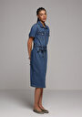 thumb-Afficher les détails de Robe  Slim Fit Manches Courtes Mdi Jean Femme