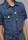 thumb-Afficher les détails de Robe  Slim Fit Manches Courtes Mdi Jean Femme